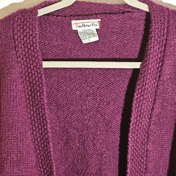Talbots 100% Wool Cropped Deep Purple Cardigan Sz L Button Front Gilmore Girls - Picture 2 of 6
